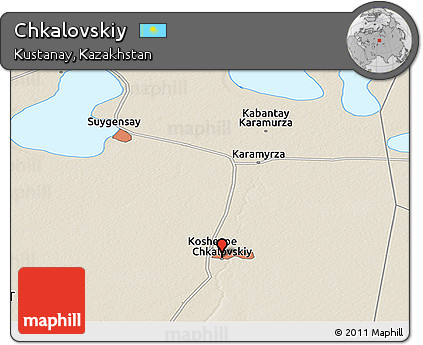 Shaded Relief Panoramic Map of Chkalovskiy