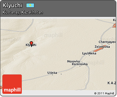 Shaded Relief Panoramic Map of Klyuchi