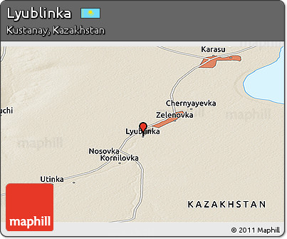 Shaded Relief Panoramic Map of Lyublinka
