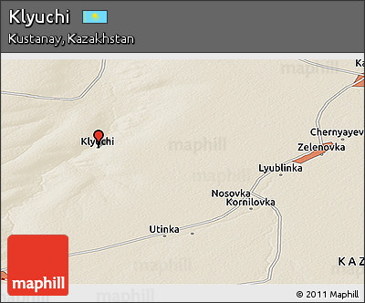 Shaded Relief Panoramic Map of Klyuchi