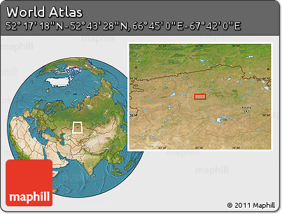 Satellite Location Map of the Area around 52° 30' 23" N, 67° 13' 29" E