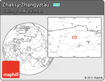 Blank Location Map of Zhaksy-Zhangyztau
