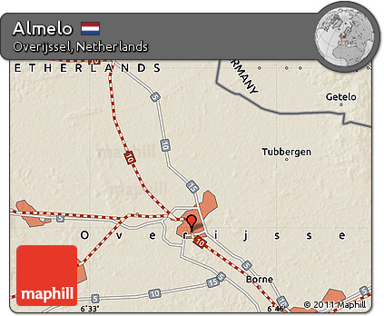 Shaded Relief Map of Almelo