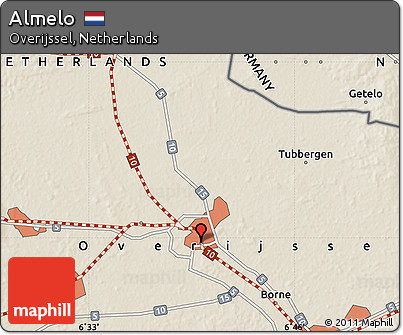 Shaded Relief Map of Almelo