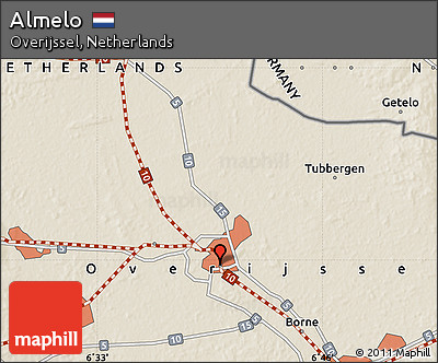 Shaded Relief Map of Almelo