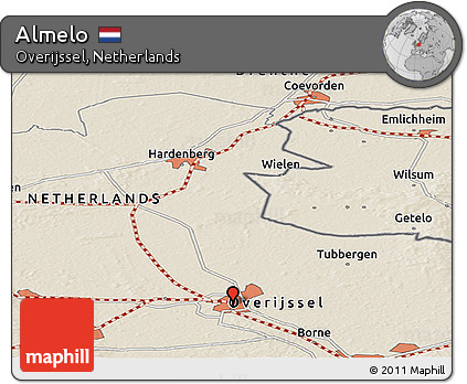 Shaded Relief Panoramic Map of Almelo