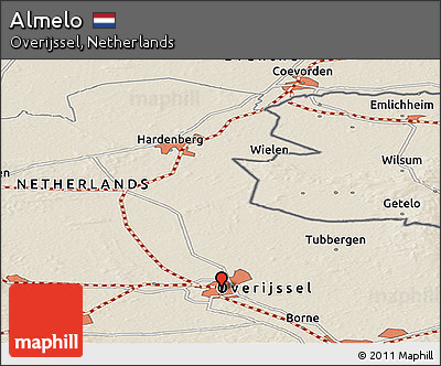 Shaded Relief Panoramic Map of Almelo