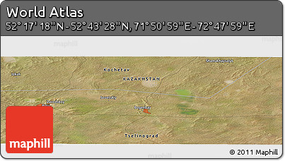 Satellite Panoramic Map of the Area around 52° 30' 23" N, 72° 19' 29" E