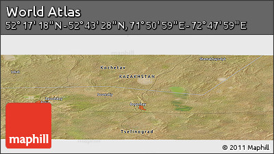 Satellite Panoramic Map of the Area around 52° 30' 23" N, 72° 19' 29" E