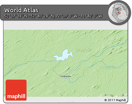 Political 3D Map of the Area around 52° 30' 23" N, 72° 10' 30" W