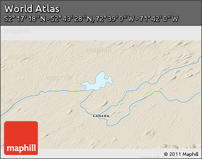 Shaded Relief 3D Map of the Area around 52° 30' 23" N, 72° 10' 30" W