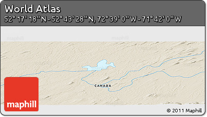 Shaded Relief Panoramic Map of the Area around 52° 30' 23" N, 72° 10' 30" W