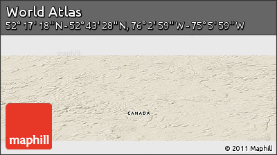 Shaded Relief Panoramic Map of the Area around 52° 30' 23" N, 75° 34' 29" W