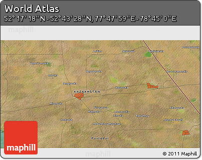 Satellite 3D Map of the Area around 52° 30' 23" N, 78° 16' 30" E