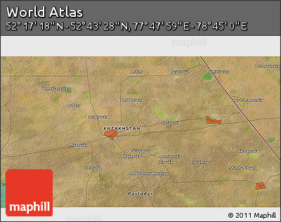Satellite 3D Map of the Area around 52° 30' 23" N, 78° 16' 30" E