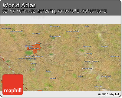 Satellite 3D Map of the Area around 52° 30' 23" N, 79° 7' 30" E