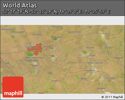 Satellite 3D Map of the Area around 52° 30' 23" N, 79° 7' 30" E