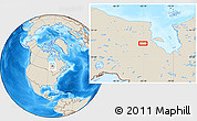 Shaded Relief Location Map of the area around 52° 30' 23" N, 83° 13' 29" W