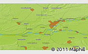 Physical 3D Map of the area around 52° 30' 23" N, 85° 4' 29" E