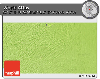 Physical 3D Map of the Area around 52° 30' 23" N, 87° 28' 29" W