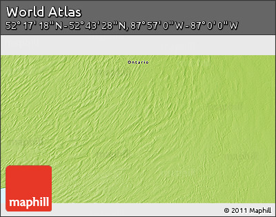 Physical 3D Map of the Area around 52° 30' 23" N, 87° 28' 29" W