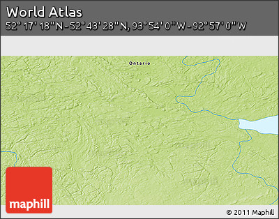 Physical 3D Map of the Area around 52° 30' 23" N, 93° 25' 30" W