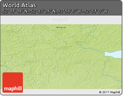 Physical 3D Map of the Area around 52° 30' 23" N, 93° 25' 30" W