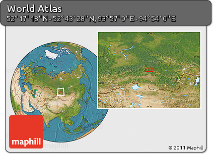 Satellite Location Map of the Area around 52° 30' 23" N, 94° 25' 30" E