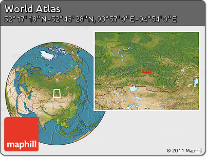 Satellite Location Map of the Area around 52° 30' 23" N, 94° 25' 30" E