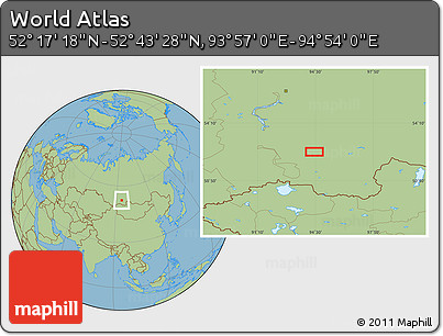 Savanna Style Location Map of the Area around 52° 30' 23" N, 94° 25' 30" E