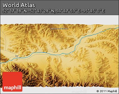 Physical 3D Map of the Area around 52° 30' 23" N, 95° 16' 30" E