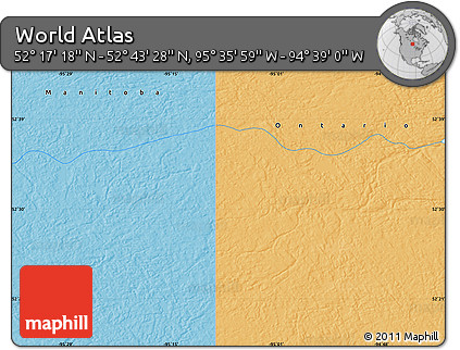 Political Map of the Area around 52° 30' 23" N, 95° 7' 30" W