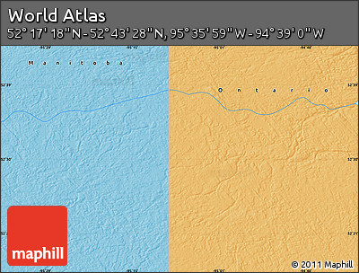 Political Map of the Area around 52° 30' 23" N, 95° 7' 30" W