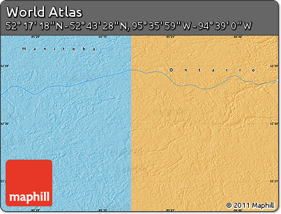 Political Map of the Area around 52° 30' 23" N, 95° 7' 30" W