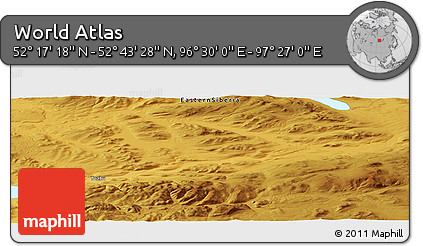 Physical Panoramic Map of the Area around 52° 30' 23" N, 96° 58' 29" E