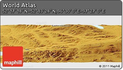 Physical Panoramic Map of the Area around 52° 30' 23" N, 96° 58' 29" E