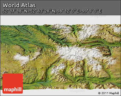 Satellite 3D Map of the Area around 52° 30' 23" N, 98° 40' 30" E