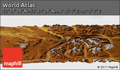 Physical Panoramic Map of the Area around 52° 30' 23" N, 98° 40' 30" E