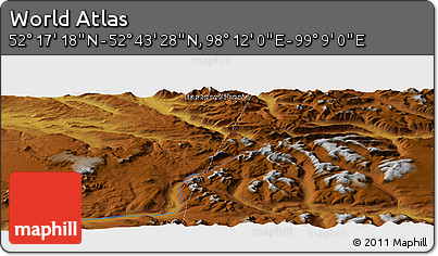 Physical Panoramic Map of the Area around 52° 30' 23" N, 98° 40' 30" E