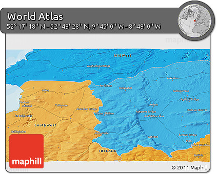 Political 3D Map of the Area around 52° 30' 23" N, 9° 16' 30" W