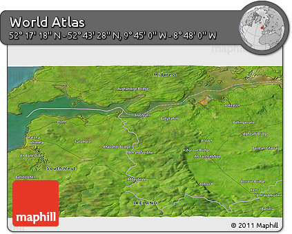 Satellite 3D Map of the Area around 52° 30' 23" N, 9° 16' 30" W