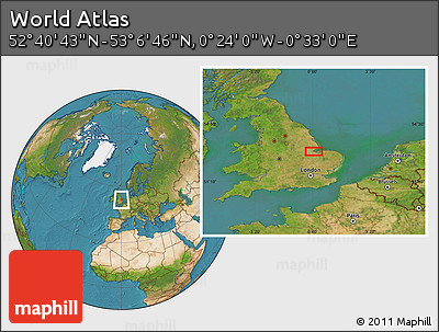 Satellite Location Map of the Area around 52° 53' 45" N, 0° 4' 30" E