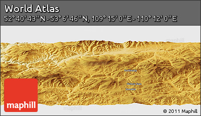 Physical Panoramic Map of the Area around 52° 53' 45" N, 109° 43' 29" E