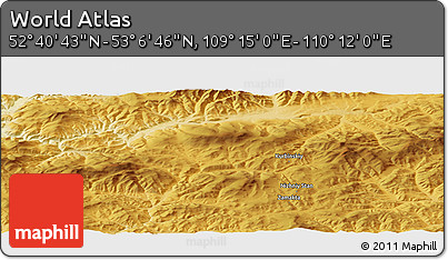 Physical Panoramic Map of the Area around 52° 53' 45" N, 109° 43' 29" E