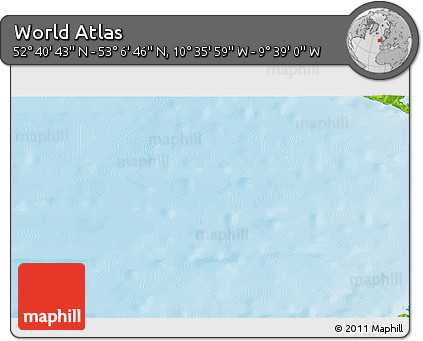 Physical 3D Map of the Area around 52° 53' 45" N, 10° 7' 30" W