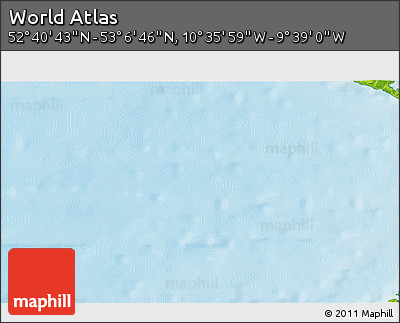 Physical 3D Map of the Area around 52° 53' 45" N, 10° 7' 30" W