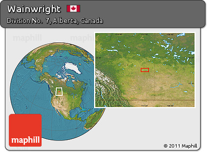 Satellite Location Map of Wainwright