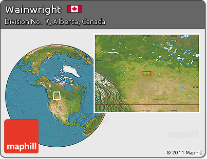 Satellite Location Map of Wainwright