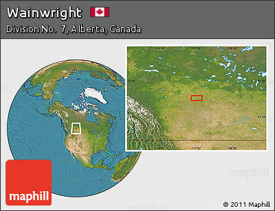 Satellite Location Map of Wainwright