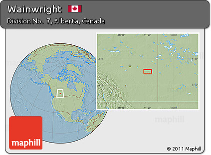 Savanna Style Location Map of Wainwright, hill shading